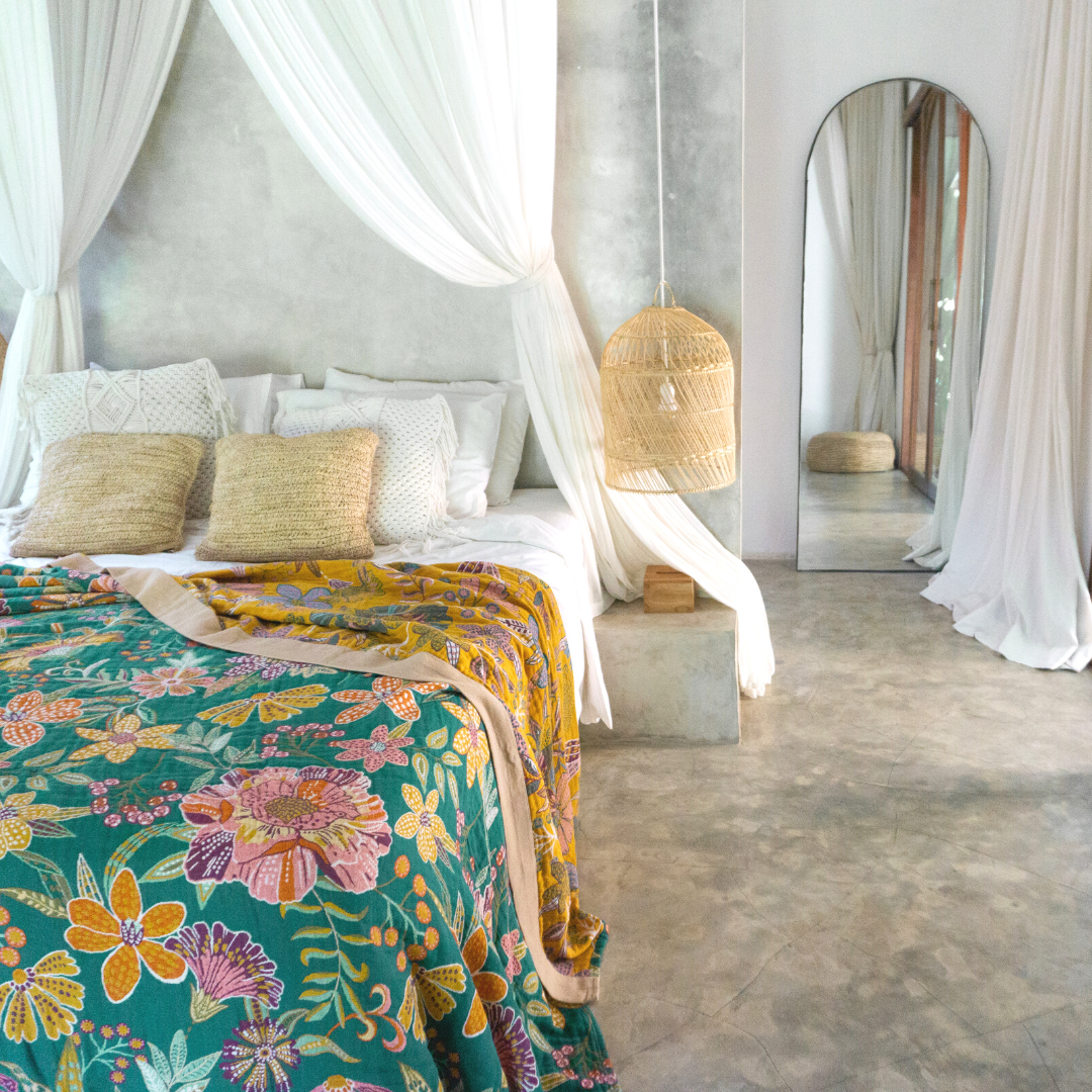 100% Cotton Blanket - Secret Garden Green