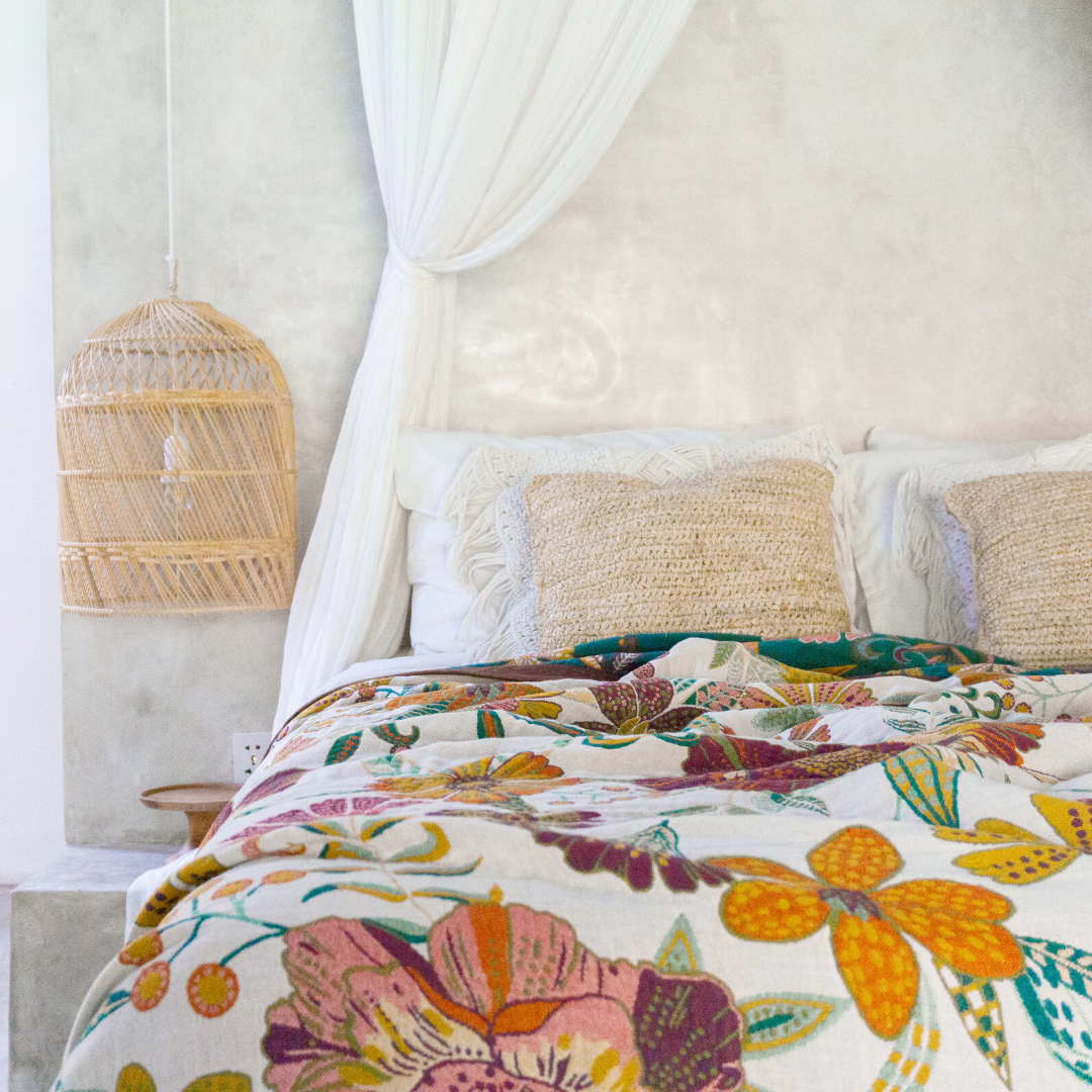 100% Cotton Blanket - Secret Garden White