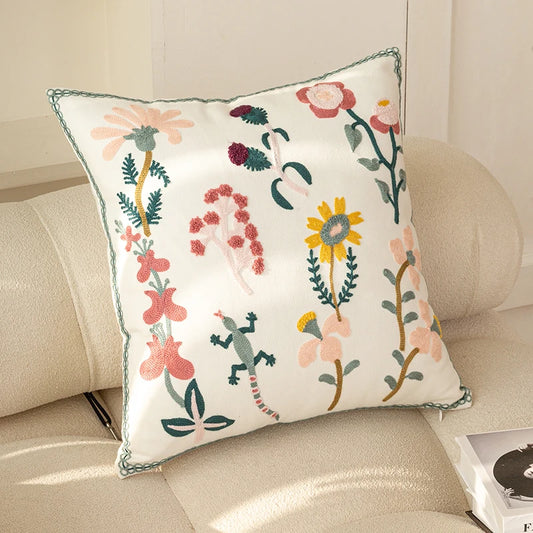 Embroidered Cushion Cover - Lady Lizard